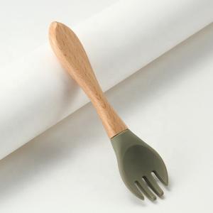 Buy cheap Food Grade Silicone Forks And Spoons Heat Resistant With Wooden Handle from wholesalers