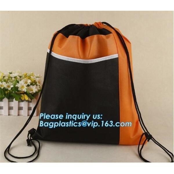 Custom made printed non woven fabric drawstring shoe dust carrier bag with logo