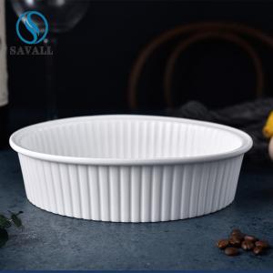China Oval Striated White Disposable Bowl Savall Disposable Microwave Bowls on sale