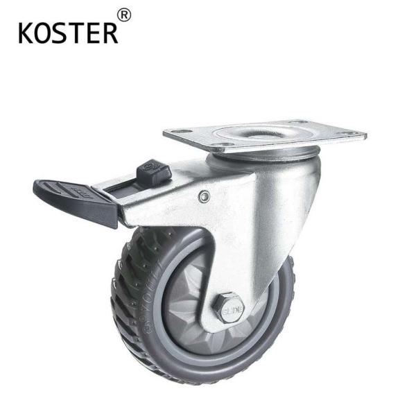 Grey Free Wheel Rubber Plastic Trolley Dustbin Castor Wheel with Top Plate Size