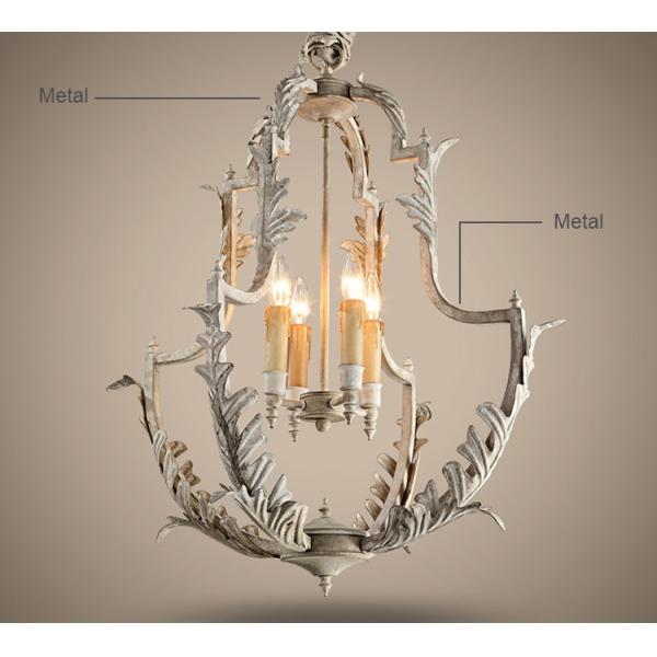 White rustic wrought iron chandelier (WH-CI-48)