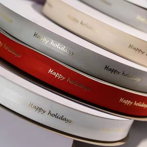 Quality Polyester Satin Grosgrain Ribbons with Logo Custom Luxury Floral Wax Silk Print for Gift Wrap for sale