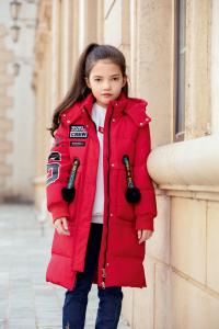 China Bilemi Long Hooded Outerwear Kids Down Jacket Winter Jacket For Girls on sale