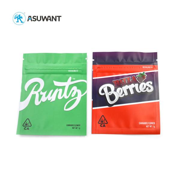 110-150mic Water Proof Weed Zipper Top Heat Seal Flat Bottom Bag