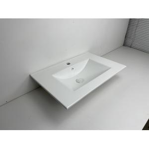 Buy cheap Drop In Self Rimming Overmount Bathroom Sink Rectangular White With Overflow from wholesalers