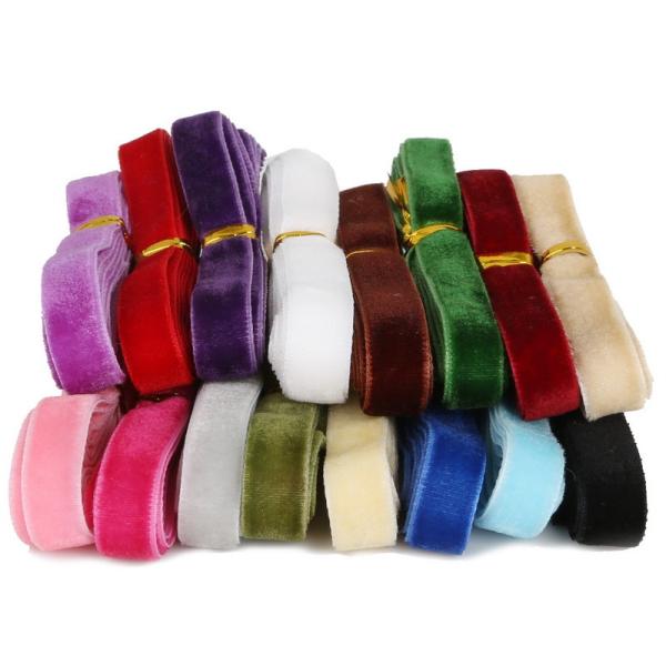 1 Inch Blue Color High Quality Customised Nylon Velvet Ribbon For Decoration