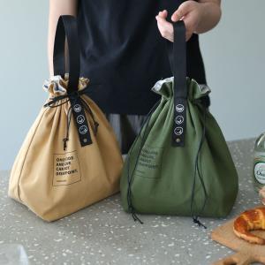 Buy cheap Customized Insulated Bento Bag Wide Opening Canvas Drawstring Lunch Bag from wholesalers