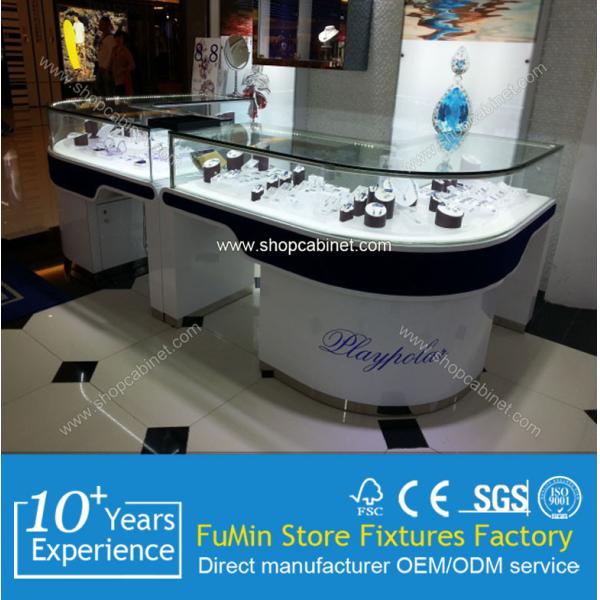 Quality modern design acrylic jewelry showcase with LED lights for sale
