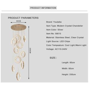 Led Crystal Staircase Chandeliers Modern Rings Hanging Ceiling Lamps(WH-NC-50)