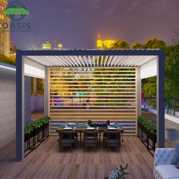 Modern Bioclimatic Aluminum Louvered Pergola with Customized Colors Rain Wind