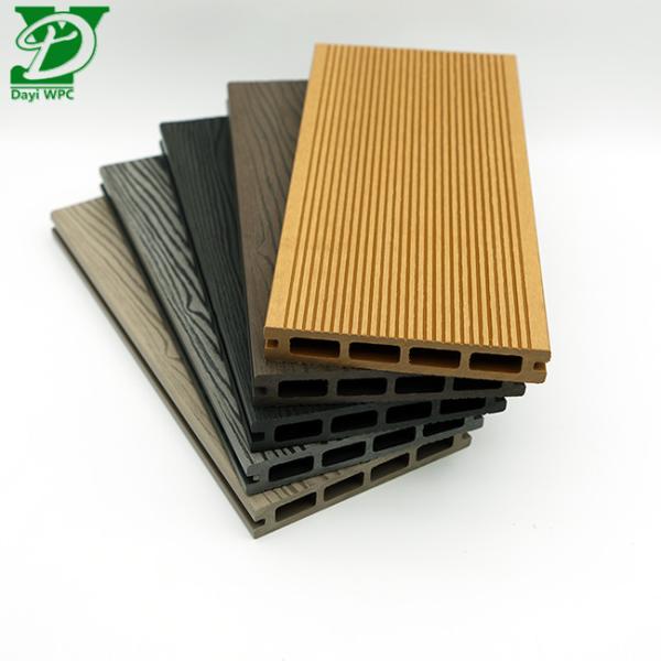 3D Embossed WPC Hollow Decking Outdoor Flooring
