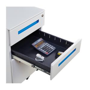 Buy cheap Antiwear Blue Handle Metal Mobile Pedestal Cabinet With 520MM Depth from wholesalers