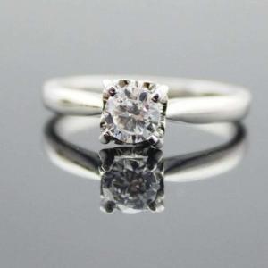 Buy cheap 18K White Gold Sterling Silver Engagement Ring with 6mm White Cubic Zirconia(F67) from wholesalers