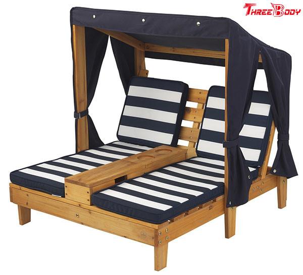 Quality Wooden Outdoor Double Chaise Lounge , Backyard Lounge Chairs Weather Resistant for sale