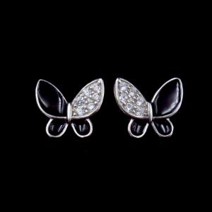 Buy cheap 925 Children Silver Jewellery Cute Cat Ear Studs With Black Epoxy from wholesalers