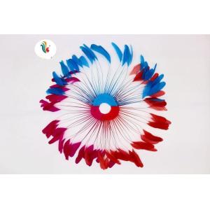 Dyed Pattern Party Decoration Stripped Coque Feather Flower Fan With Wire