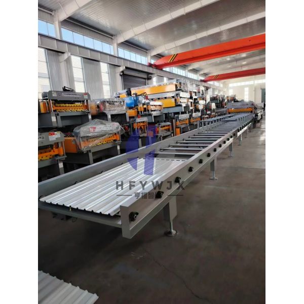 Close-up view of palletizing machine components