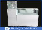 Buy cheap Glossy White Square / Rectangle Custom Glass Display Cases With Shelf Inside from wholesalers