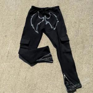 Custom Jogger Graphic Rhinestone Sweatpants Flared Running Training Jogging