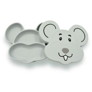 LFGB Approve Baby Silicone Plate Grey Spill Proof Feeding Placemat