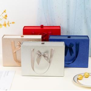 CMYK Printing Cardboard Gift Bag Matte Glossy Surface With Drawer Box Bow