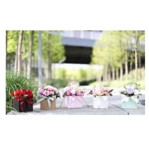 Customer's Logo Square Mini Rigid Paper Rose Soap Flower Box for Gift Bouquet