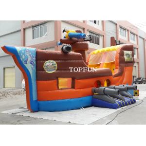 PVC Tarpaulin Kids Fun City Inflatable Bouncy Pirate Ship For Commercial Use