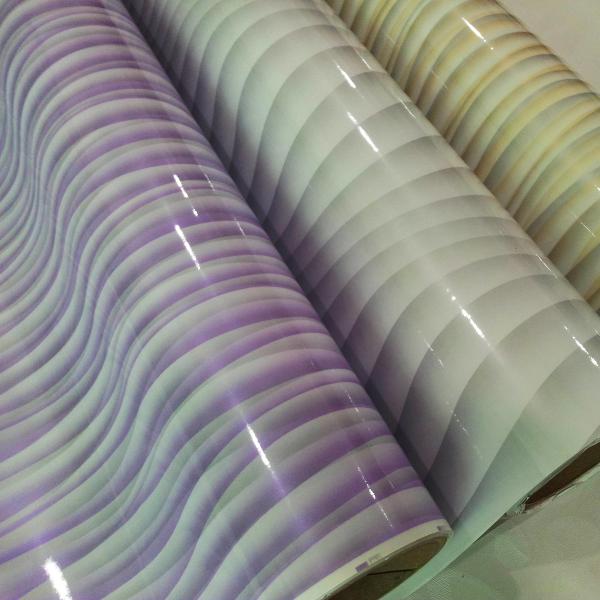 Quality Mirror-Like Shiny Surface Wood Grain Pattern PVC Film For Wall Panel for sale