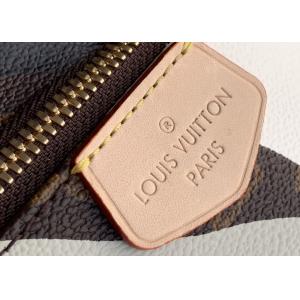 Camouflage Monogram Canvas Zipper Open Ladies Waist Bag Dumpling Shape