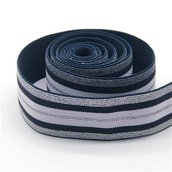 Custom Metallic Striped Jacquard Ribbon for Garment Underwear Waistband Glitter