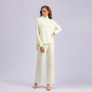 Buy cheap Women s Pullover with Pullover Closure and Hand Wash Care Instructions High necked knitted sweater and pants set from wholesalers