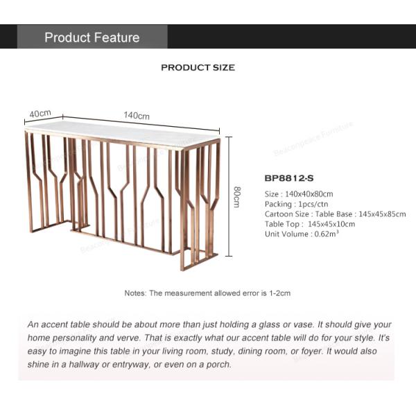 Stainless Steel Frame Carranza White Marble Table Top