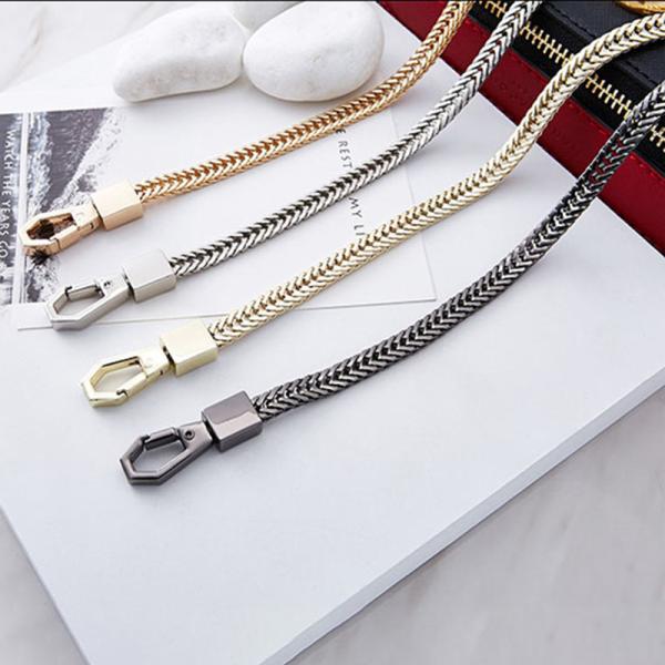 Metal Hardware Chain flat chain non-fading metal shoulder strap silver bag chain strap