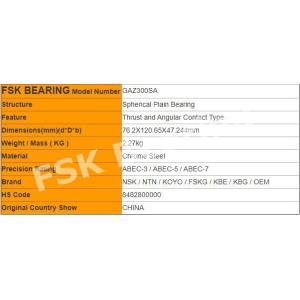 Buy cheap GAZ 300 Spherical Plain Roller Bearing SA Thrust Angular Contact from wholesalers