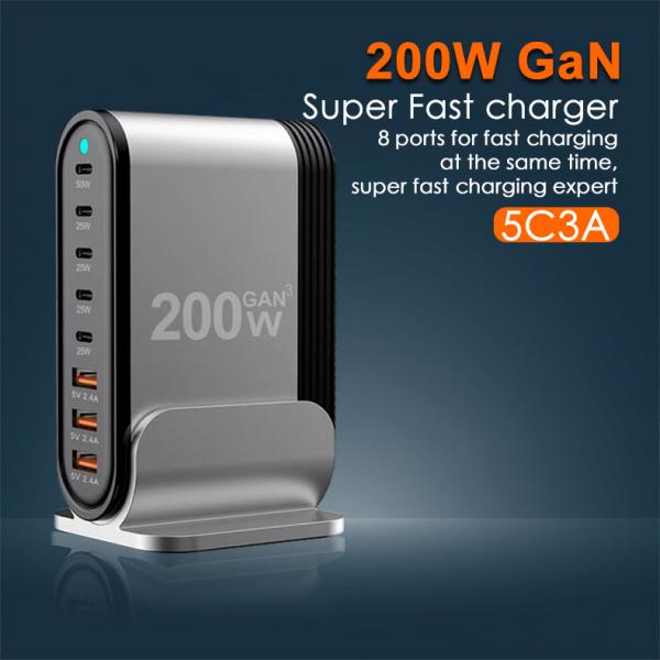 Original Factory 200W Quick Charge Gan Charger Univasal Chargers USB Travel Adapter Plug Type-C PD Wall Charger