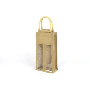 Buy cheap Bottles Jute Packaging Bags Bamboo Handles PVC Transparent Washable Odorless product
