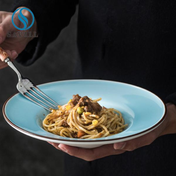 Quality Green Color A Grade Porcelain Straw Hat Bowl For Pasta Salad for sale