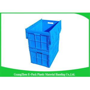 China Blue Collapsible Plastic Containers with Attached Lids / Stackable plastic container on sale China Blue Collapsible Plastic Containers with Attached Lids / Stackable plastic container on sale