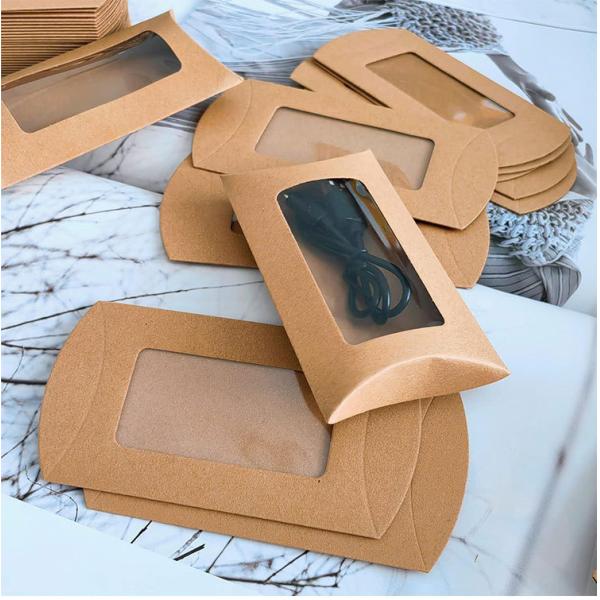 Buy cheap Creative Pillow Shaped Kraft Paper Boxes with Window Candy Packaging from wholesalers