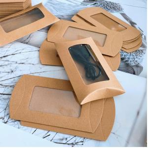 Buy cheap Creative Pillow Shaped Kraft Paper Boxes with Window Candy Packaging from wholesalers