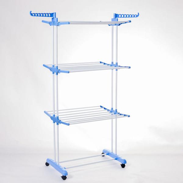 Buy cheap 3 Tier Foldable Laundry Rack Movable With Wheels And Hooks from wholesalers