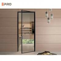 Buy cheap Black Steel Aluminum Double Glass Office Swing Half Doors With Glass Hinged product