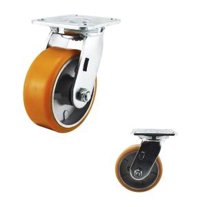 125mm PU Wheel Top Plate Braked Swivel Castors Tread On Type