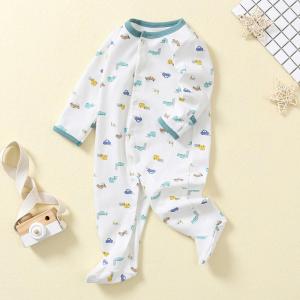 Buy cheap In stock Fold Hand and Snap Feet Design 100% Cotton Baby Romper Jumpsuit Baby Onesie Pajama from wholesalers
