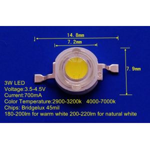 Buy cheap 200LM Epistar Chip 3 watt high power led With Star PCB , 700ma Current from wholesalers