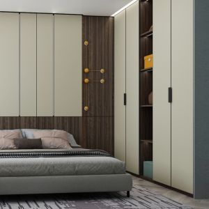 Buy cheap MJMFD CYLD-003 Modern Shaker Style Wardrobe Door Panel - ENF Grade Particleboard, PVC Laminate, 22mm Thickness, Customizable Size, Flat Panel with Aluminum Frame for Sleek Wardrobe Design from wholesalers