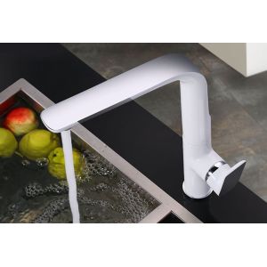 Buy cheap White Copper Rotate Cold Hot Electroplate Pull Out Sink Faucet from wholesalers