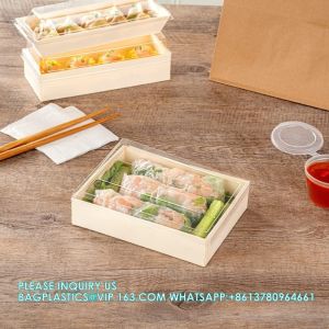 Buy cheap 23 Oz Rectangle Short Straight Wooden Containers - Containers Sold Separately, Clear Plastic Lids from wholesalers