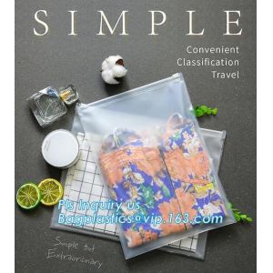 plastic bag with zip lock for cosmetic, slide lock poly bag, standing up zip