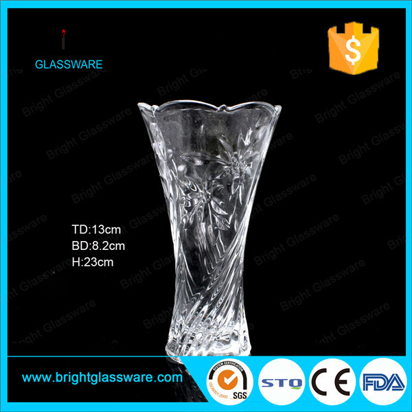 Quality cheap clear glass vase for decoration for sale